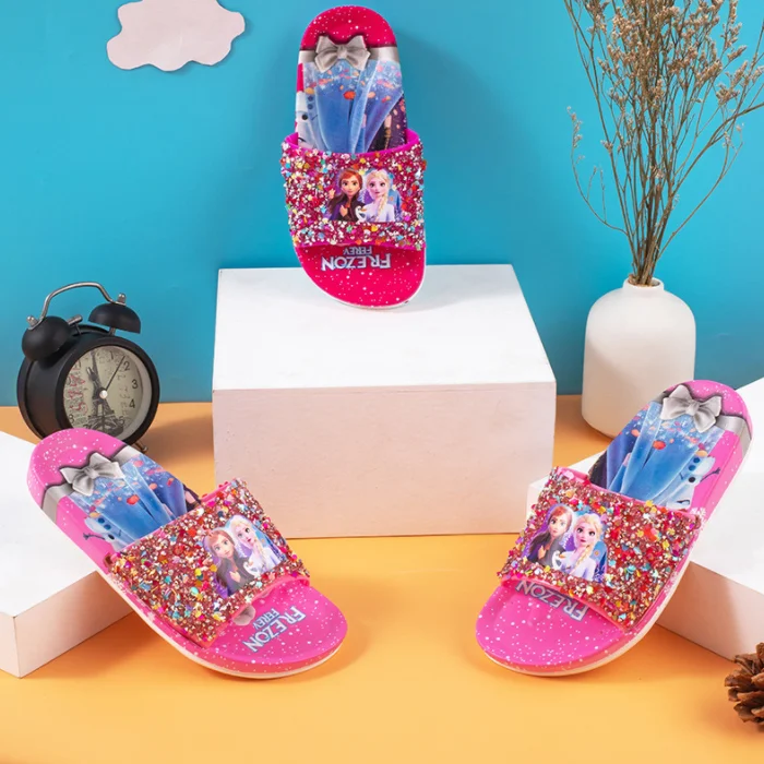 

New Summer Girl slippers Children Cartoon Slippers lovely Sequins shoes