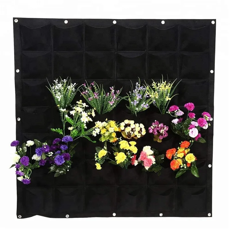 

High resilience plant grow container bag wall hanging pocket vertical felt garden bag, Black or green