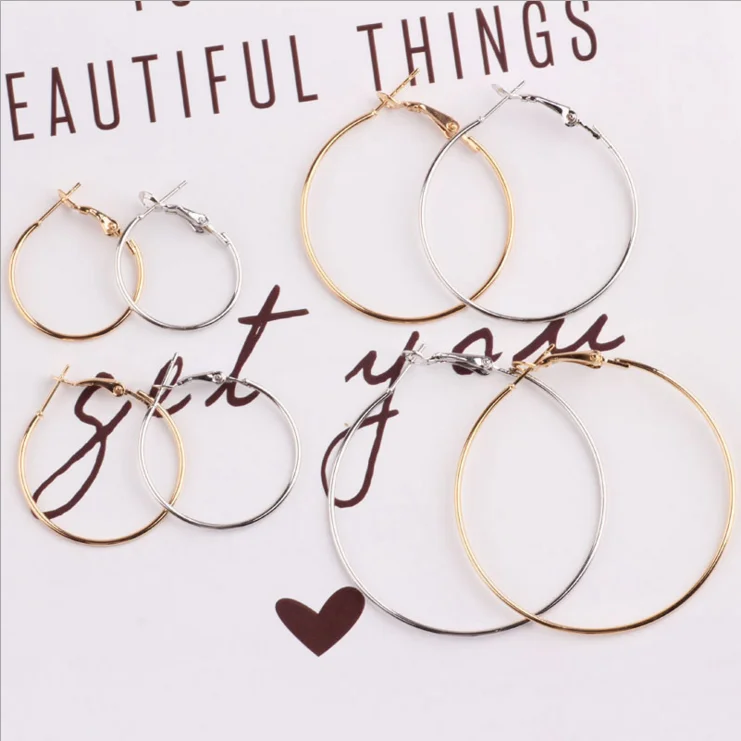 

Women fashion big round hoop earrings with gold silver earring