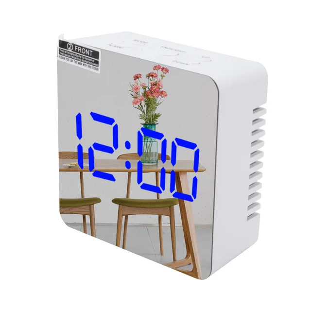 

Free printing logo electric movement LED digital mirror smart table clock mechanism with dual charge USB batteries
