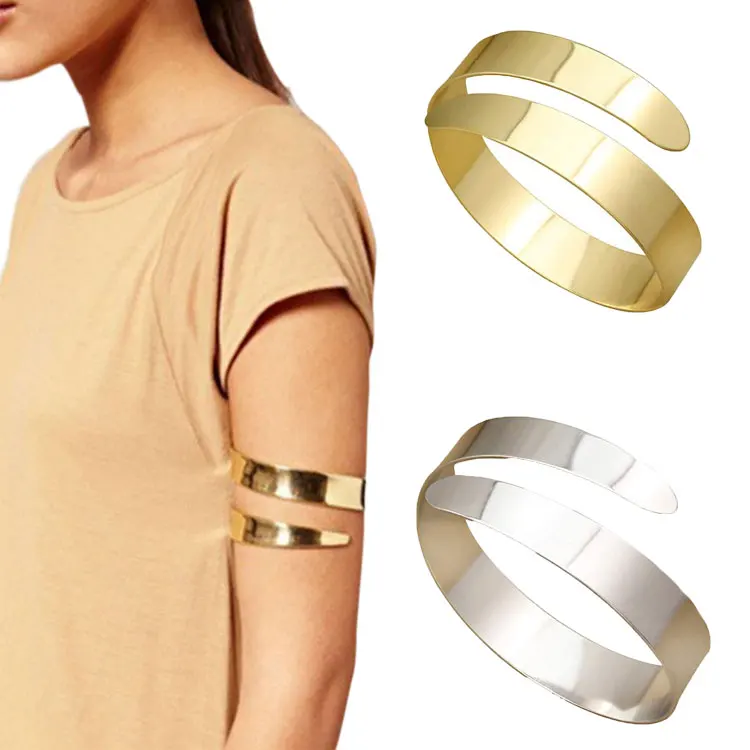

Hot Sale Women Cuff Bracelet Bangles Adjustable Gold Plated Swirl Snake Upper Arm Cuff Armband Bangle Bracelet Customized, Gold color, silver color
