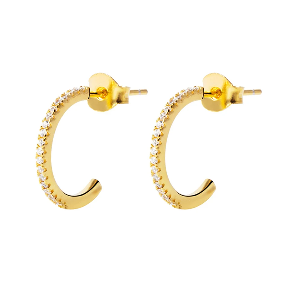 

Silver Earrings Jewelry Wholesale 925 Sterling Silver 18kt Gold Plated Cubic Zircon Hoop Earrings