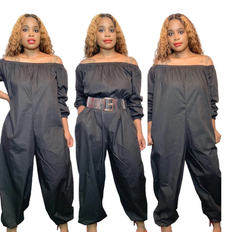 

New fashion ladies casual off-shoulder wide-leg jumpsuit, Customized color