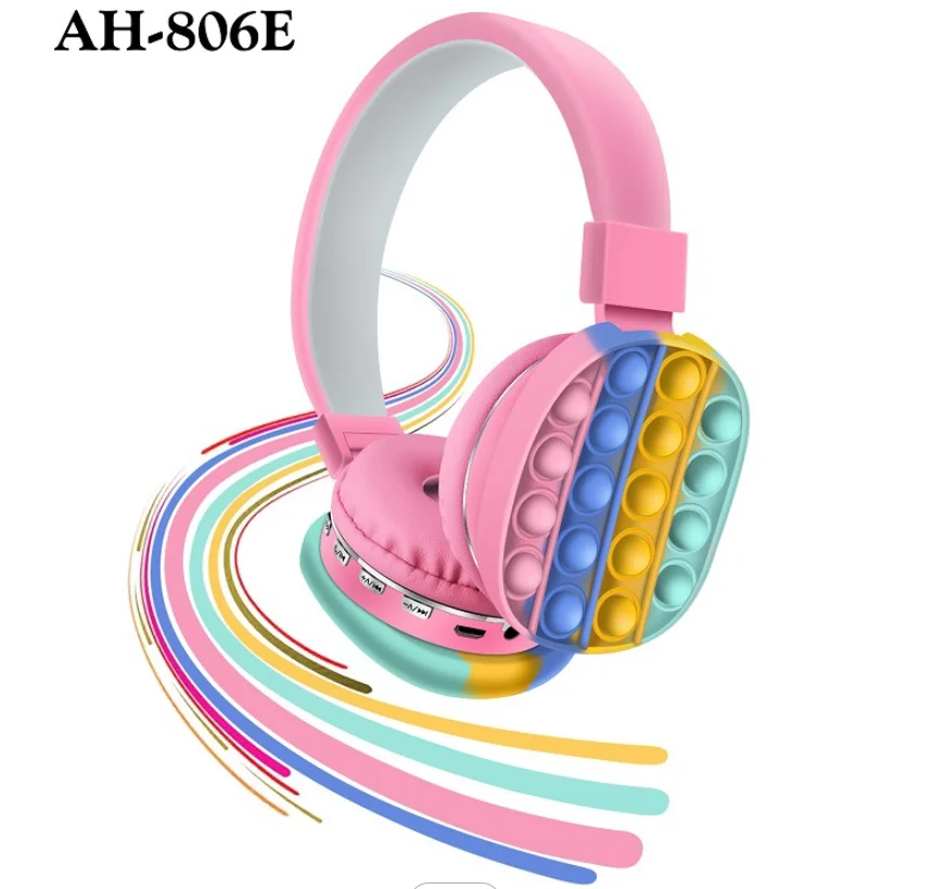 

Silicone fidget toy AH-806E headphones children pop fidget toy poppet push bubble sound cancelling wireless headphone