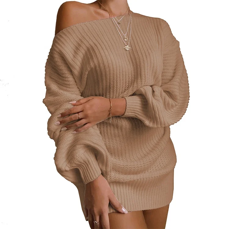 

Fashion Casual Lady Jumper Oversized Sexy Off The Shoulder Women Clothing Sweater Dress, Multiple colors to choose