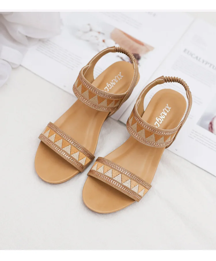 

2021 fashion comfortable wedges women's shoes sandals, Beige/off white/ black