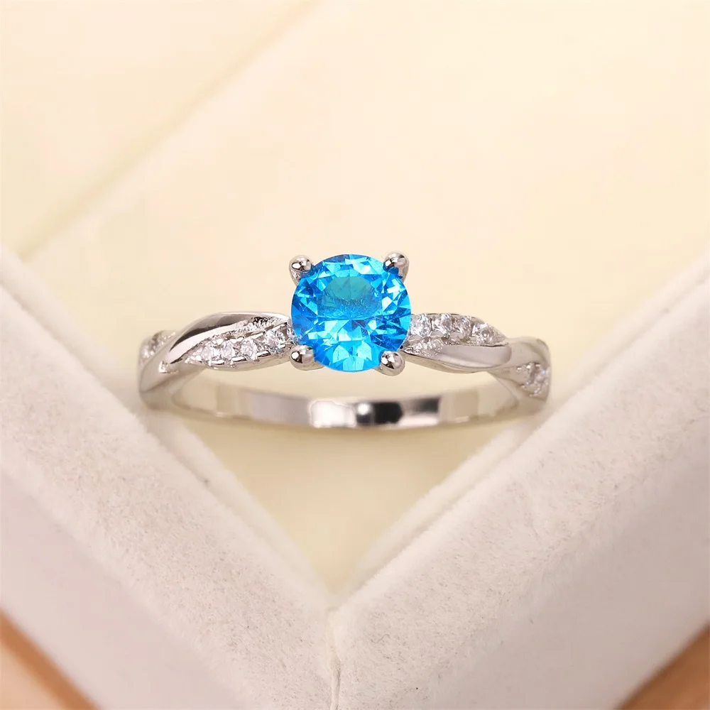 

yalibao jewelry s925 sterling silver ring blue gemstone ring for woman engagement wedding luxury gemstone ring, Picture