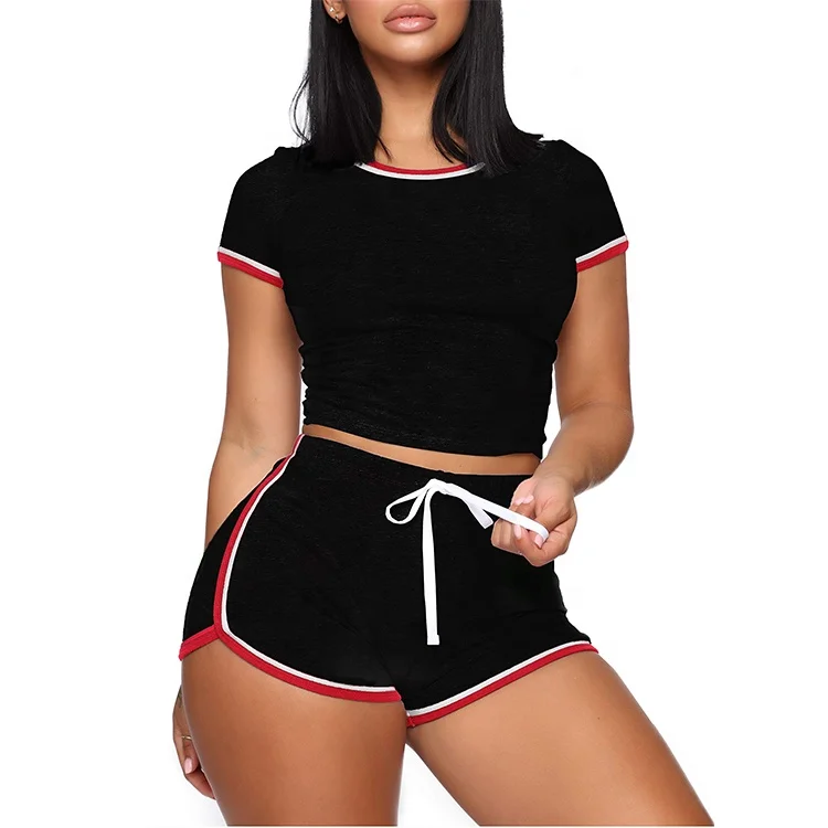 

2021 new arrival stadium goods clothing plus size 2 piece shorts set sexy sport two piece pants set