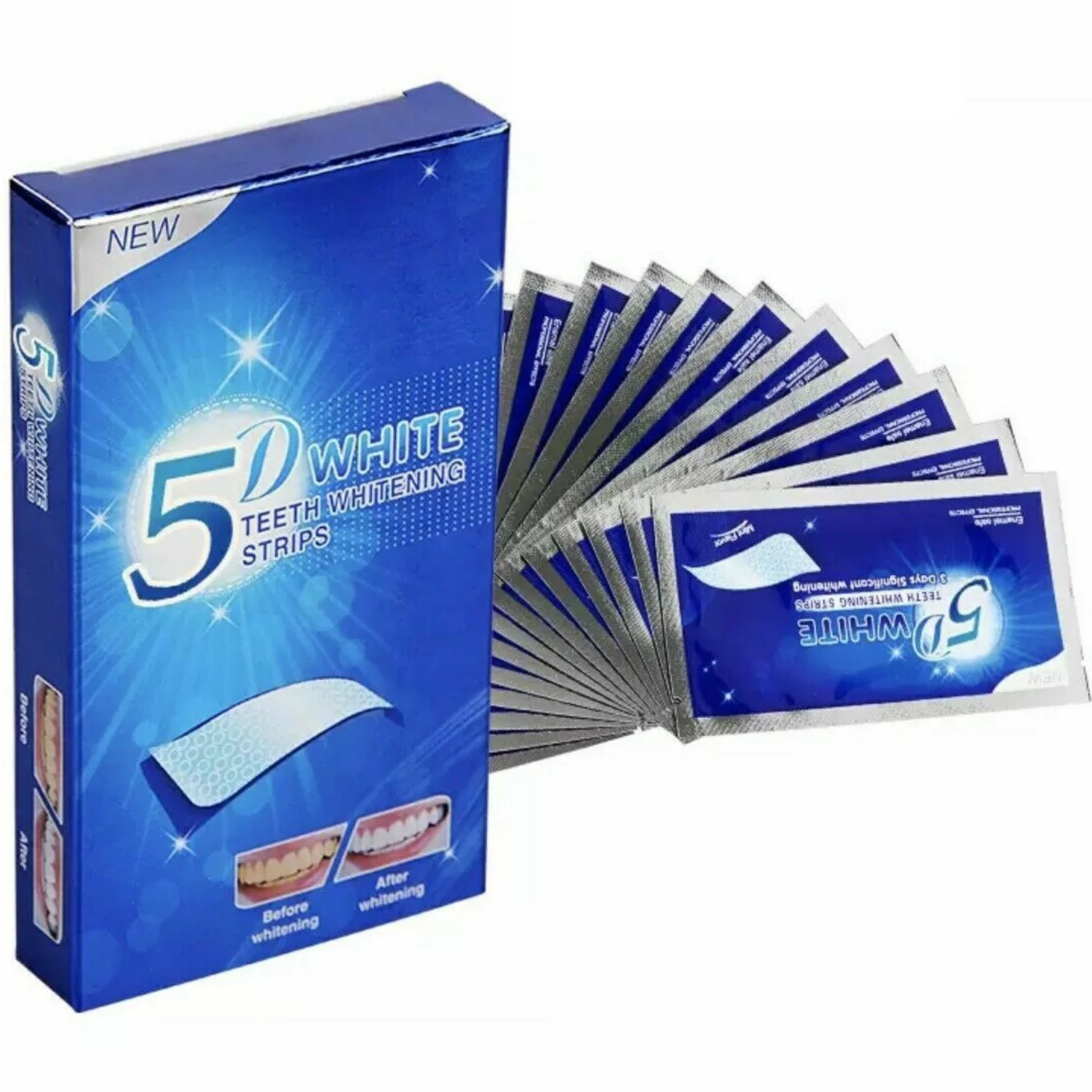 

5D Professional Teeth Whitening Safe Tooth Bleaching White Strips Kit 7 Pouches