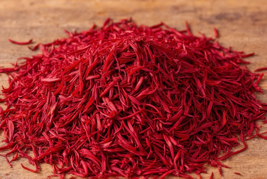 Close-up of authentic saffron threads showing deep red color and minimal yellow styles