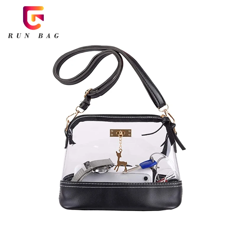 

2020 Free Sample Lightweight PVC Plastic Purse Shoulder Sling Messenger Clear Crossbody Bag, 7 colors or customized