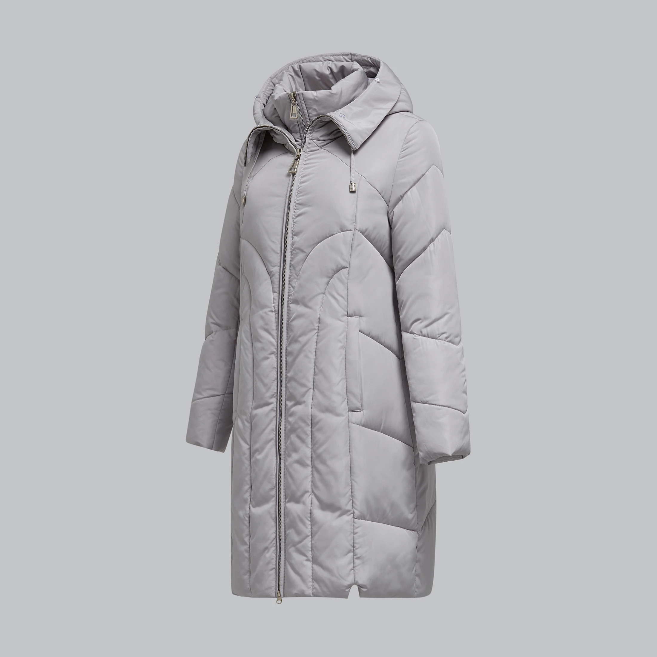 2020 新款长款灰色绗缝女式羽绒服
