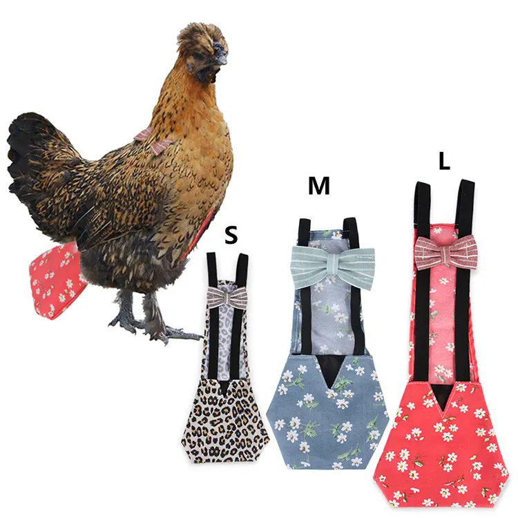 

Pet Diaper for Goose Duck Chicken Washable Poultry Cloth with Bowknot and Floral Leopard Print