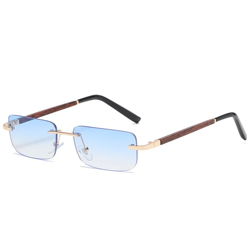 

2021 Hot Sale Vintage Style Rimless Square Wooden Frame Unisex Sunglasses, 4 colors