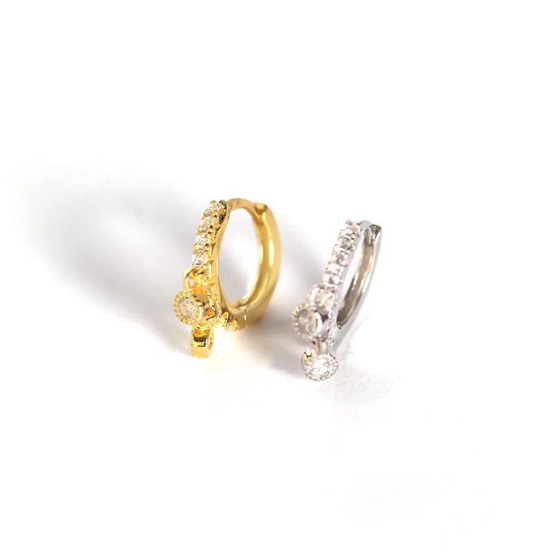 

2019 Fashion Dainty Gold /Silver Earrings Round Cut Diamond 925 Sterling Silver Hoop Earrings Jewelry For Women Gift, As picture