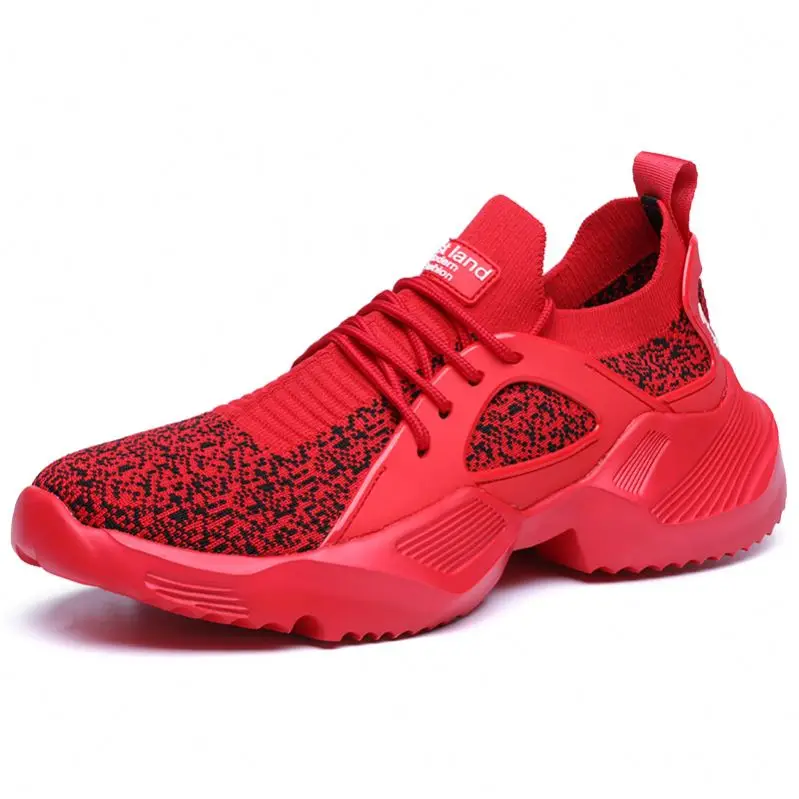 

oinetakoak 2020 XS group custom sport men running shoes high quality fashion knitted sport shoes men, Black/white/red