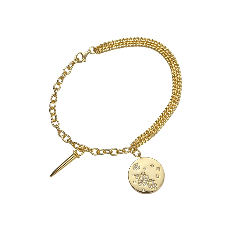 

2020 new style bracelet hot new product double layer personality bracelet micro-inlaid fashion brand jewelry women, Silver,gold or custom