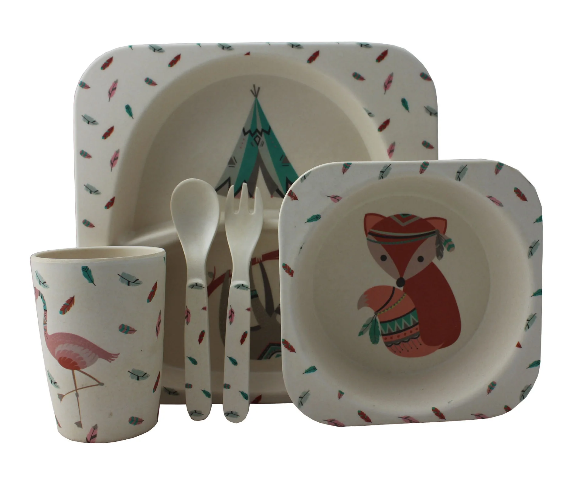 Durable Children bamboo fiber kids dinner set for kids