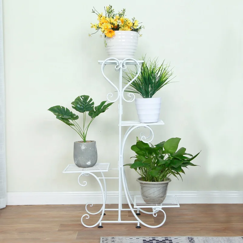 

Hand-made metal plant stand, European-style floor-to-ceiling multi-layer flower pot stand, suitable for living room and balcony, Black, white, chocolate