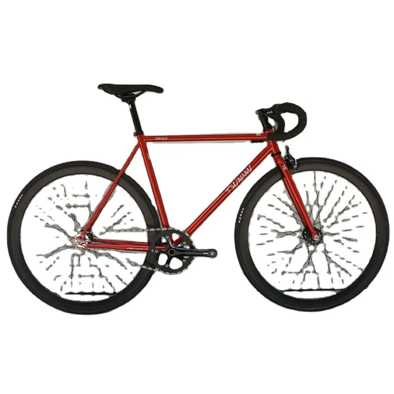 

Chrome Molybdenum Steel Frame Single Speed Bike 700C carbon fiber Wheels 20-24H with V Brake Fixed Gear Bike, Customized