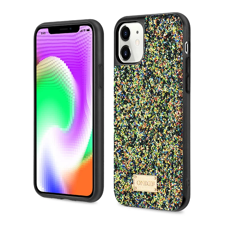 

High quality protective glitter cases luxury women lady for iphone 12pro moblie cover, 6 colors