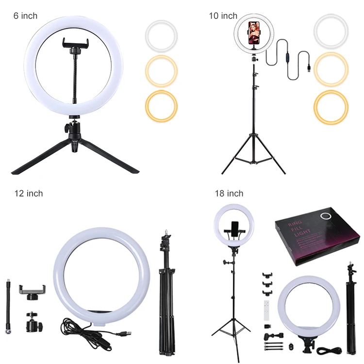 

Wholesale ABS PC Black Color 16CM 20CM 26CM Table Tripods LED Ring Lamp
