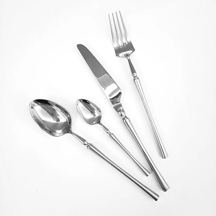 

New Arrivals Silverware Wedding Luxury Slim Waist Stainless Steel Cutlery Flatware Set, Silver/gold