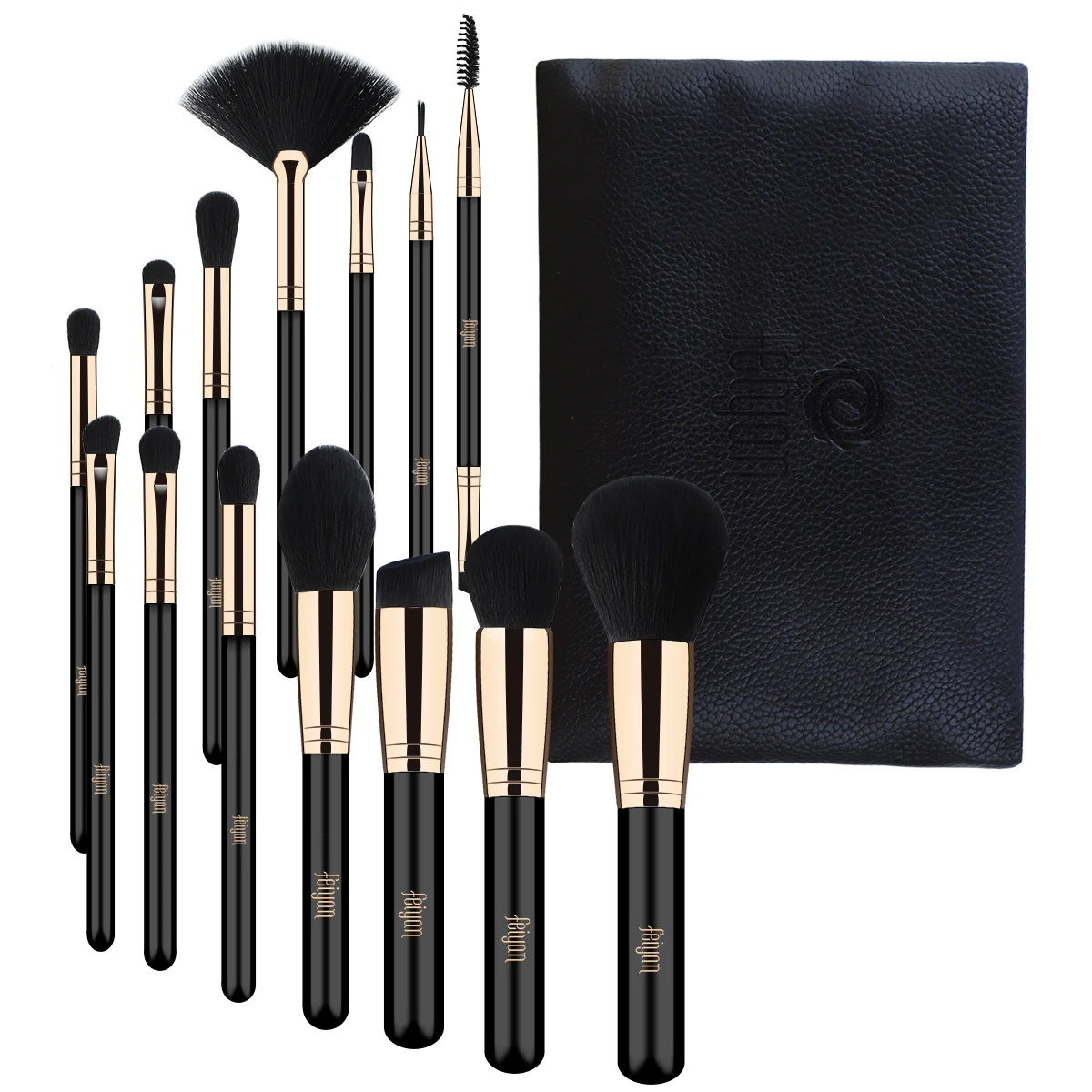 

Feiyan 15pcs cruelty free private label own brand black makeup brushes