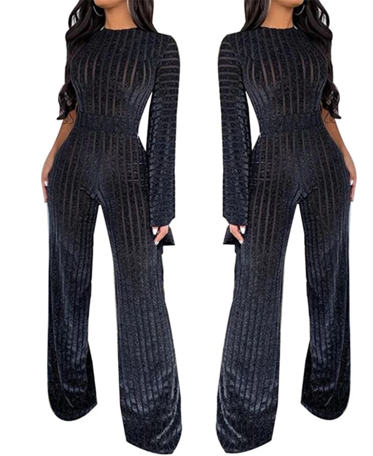 

Newest Women Winter Jumpsuit Black Flare Jumpsuit Romper Bodycon