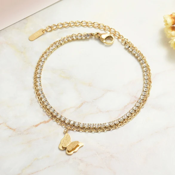 

Modalen Stainless Steel Jewelry Butterfly Diamond Bracelet