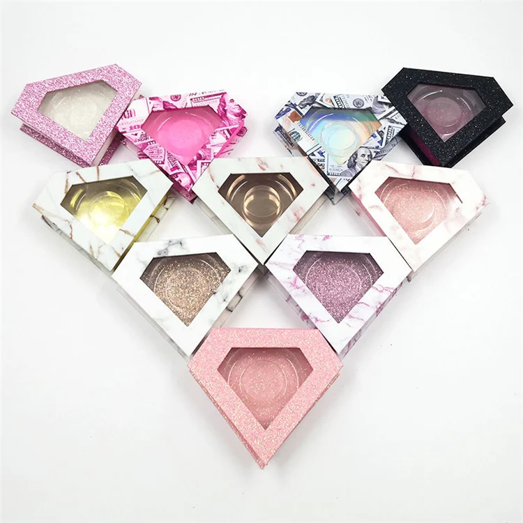 

heart shaped eyelash box packaging popular marble money pink glitter bling empty cash 3d mink lashes box with window