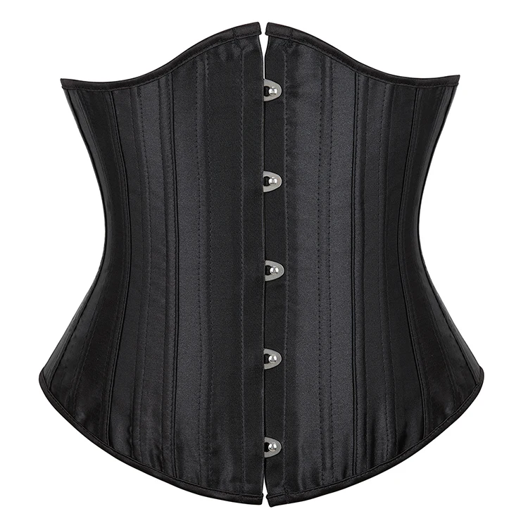 Women Satin Cupless Bustier Beige Brown Black 26 Steel Bones Tummy Control Body Shaping Eco-Friendly Waist Training Underbust