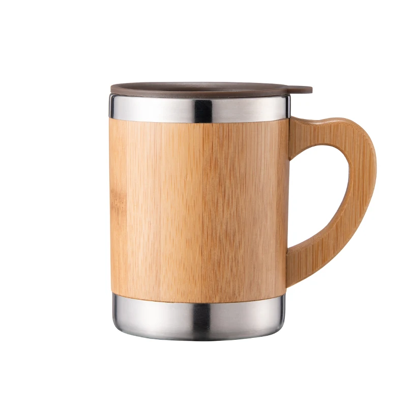 

Travel Mug Eco Friendly Bamboo Stainless Steel Coffee Bamboo Outdoor Mugs Single Wall or Double Wall Both Are Available 300ml, Copper plating treatment