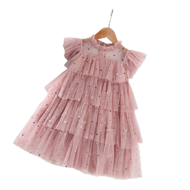 

Hot Sale Flare Sleeve Polka Dot Baby Toddlers Girls Dresses Sequined Girl Summer Tutu Dress