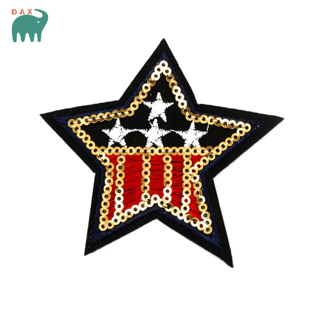 
Pentagram patch Sequin embroidered cloth stickers heat transfer factory direct sales customization 