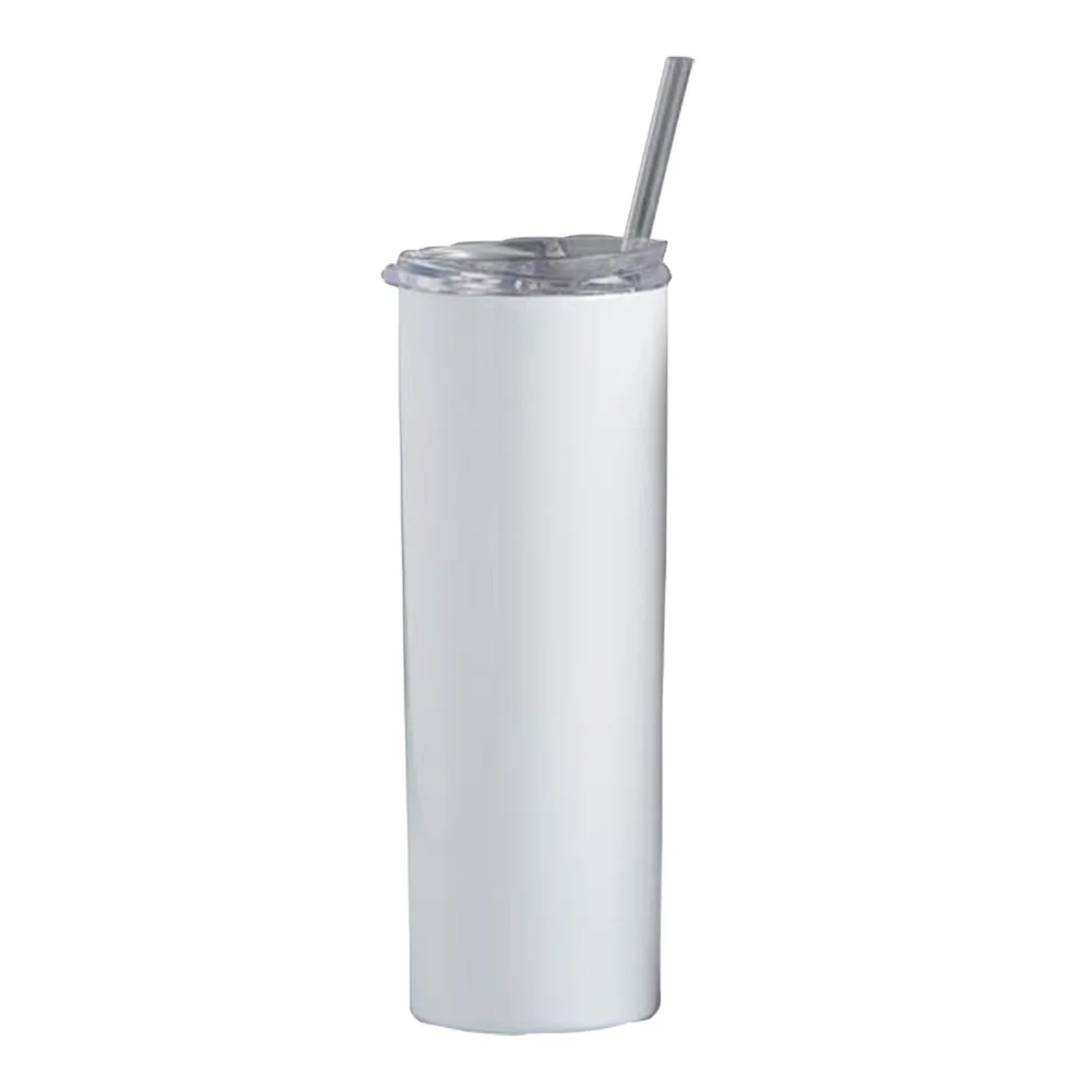 

20oz Double wall Insulated Tumbler Cup Skinny White Straight Sublimation Blanks stainless steel Tumbler with Lid Straw, Customized color acceptable