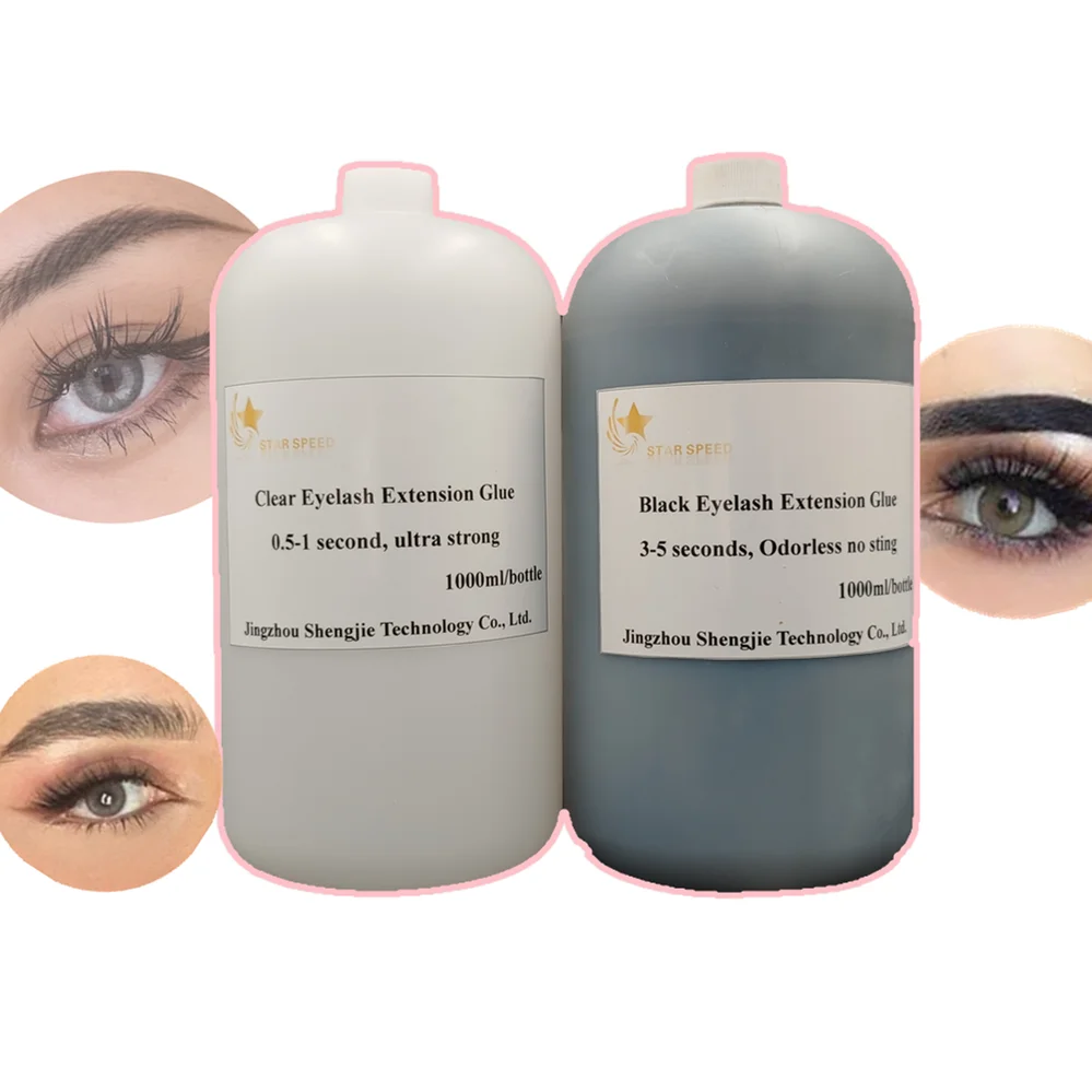 

Star Speed 1L waterproof fast drying 1 second best eyelash adhesive with private label for lash extensions glue, Black clear