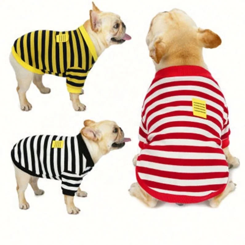 

Summer Striped Printed Pet Hoodies, Red/black/yellow