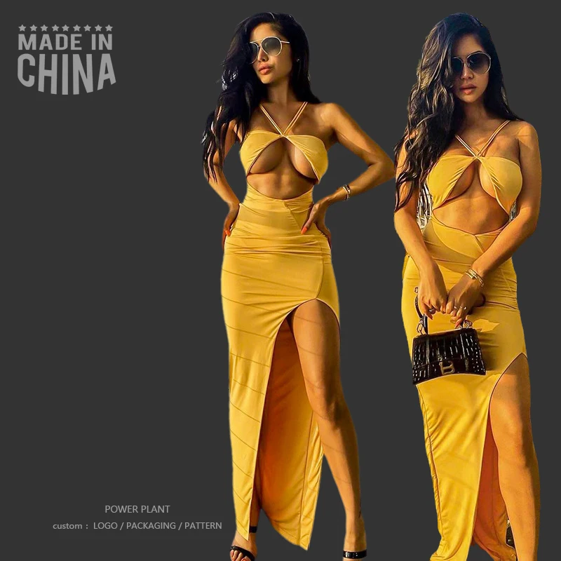 

trendy women clothing 2021 sexy high waists and mid elegant dresses, Yellow