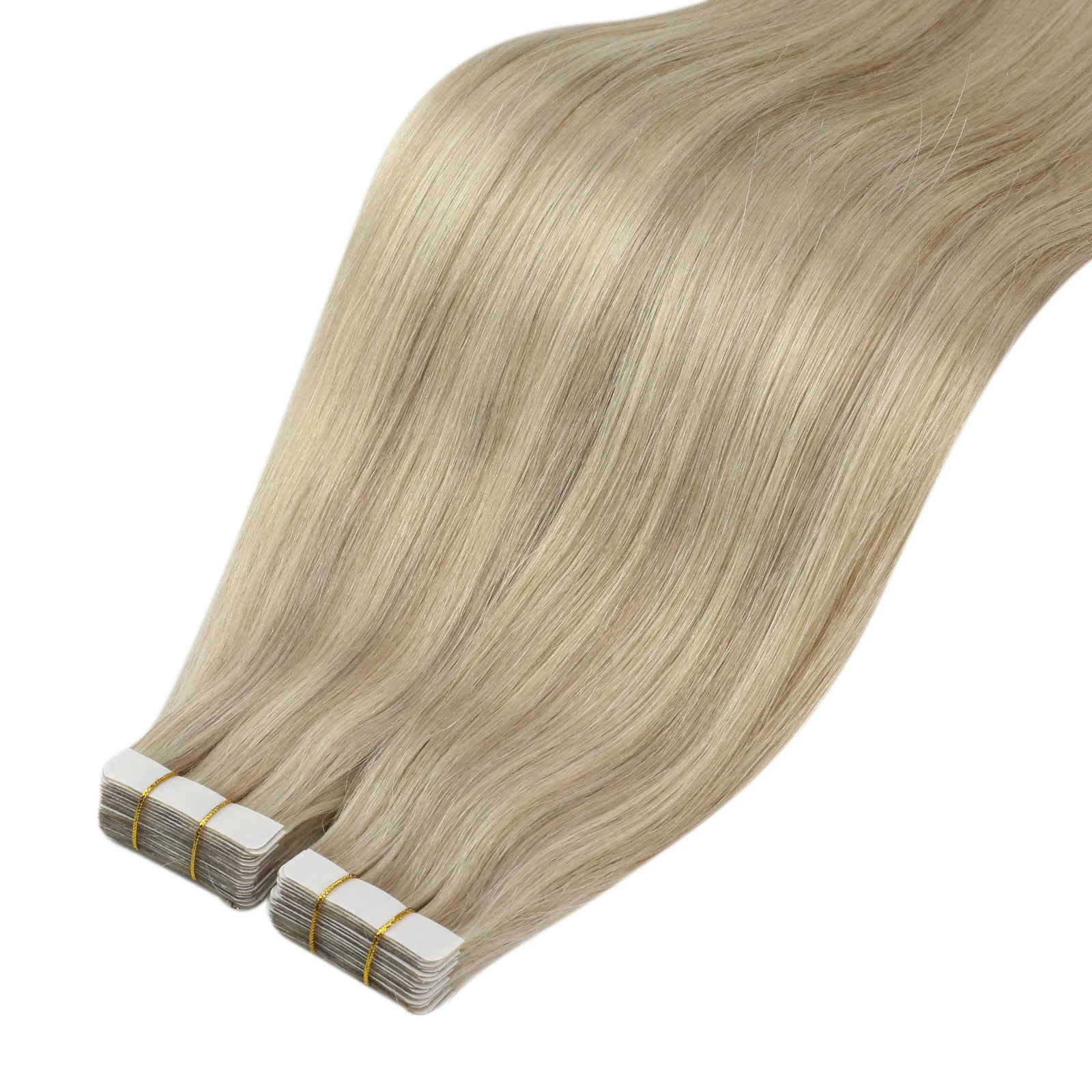 

Moresoo ##P18/613 Supply 100% Natural Brazilian Hair Extension Tape,Hairextension Human Hair Tape, #p18/613 ash blonde highlight bleach blonde