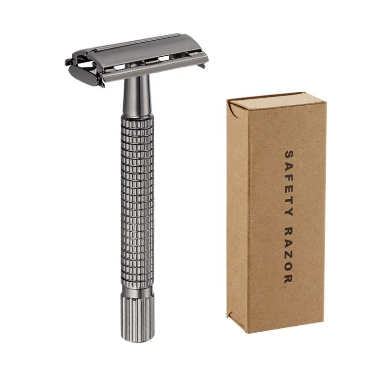 

Professional 11cm Metal Beard Shave Razor with Butterfly Opening Micro Comb Safety Razor Double Edge