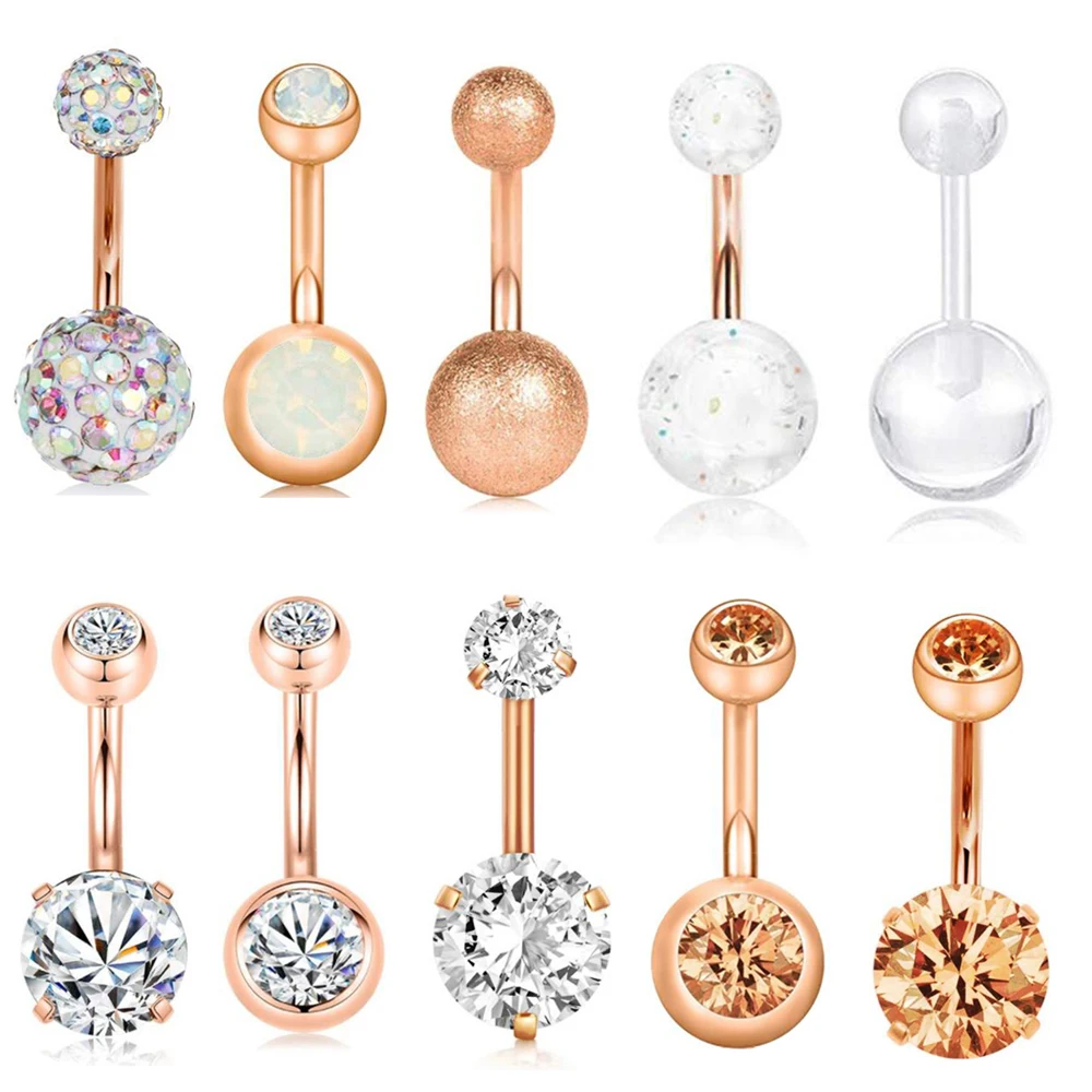 

Stainless Piercings Ombligo 14G Navel Button Rings Belly Nombril Earring Sexy Bell Bar Pircings Wholesale Body Jewelry