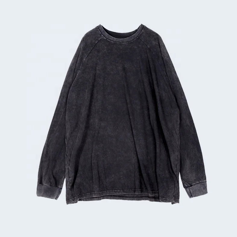 

Wholesale unisex 100% cotton vintage acid washing long sleeve t-shirt