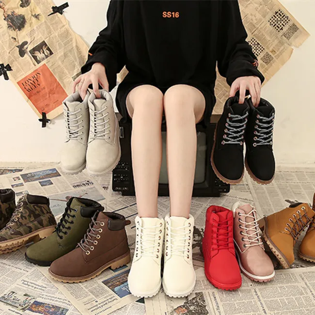 

Hot Sale Breathable Girls Fashion Lace up women flat marten boots, Picture