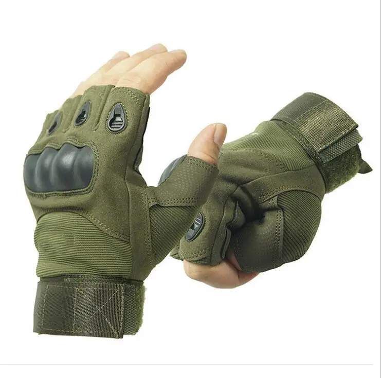 

Huanwei Hard Knuckle Protective Outdoor Cycling Fingerless Mittens Men Military Tactical Mittens
