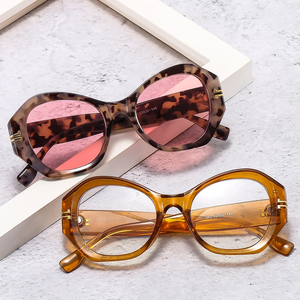 

2022 Candy Color Eyeglasses Frames For Women Vintage Polygon Flower Female Glasses Frame Luxury Transparent Eyewear