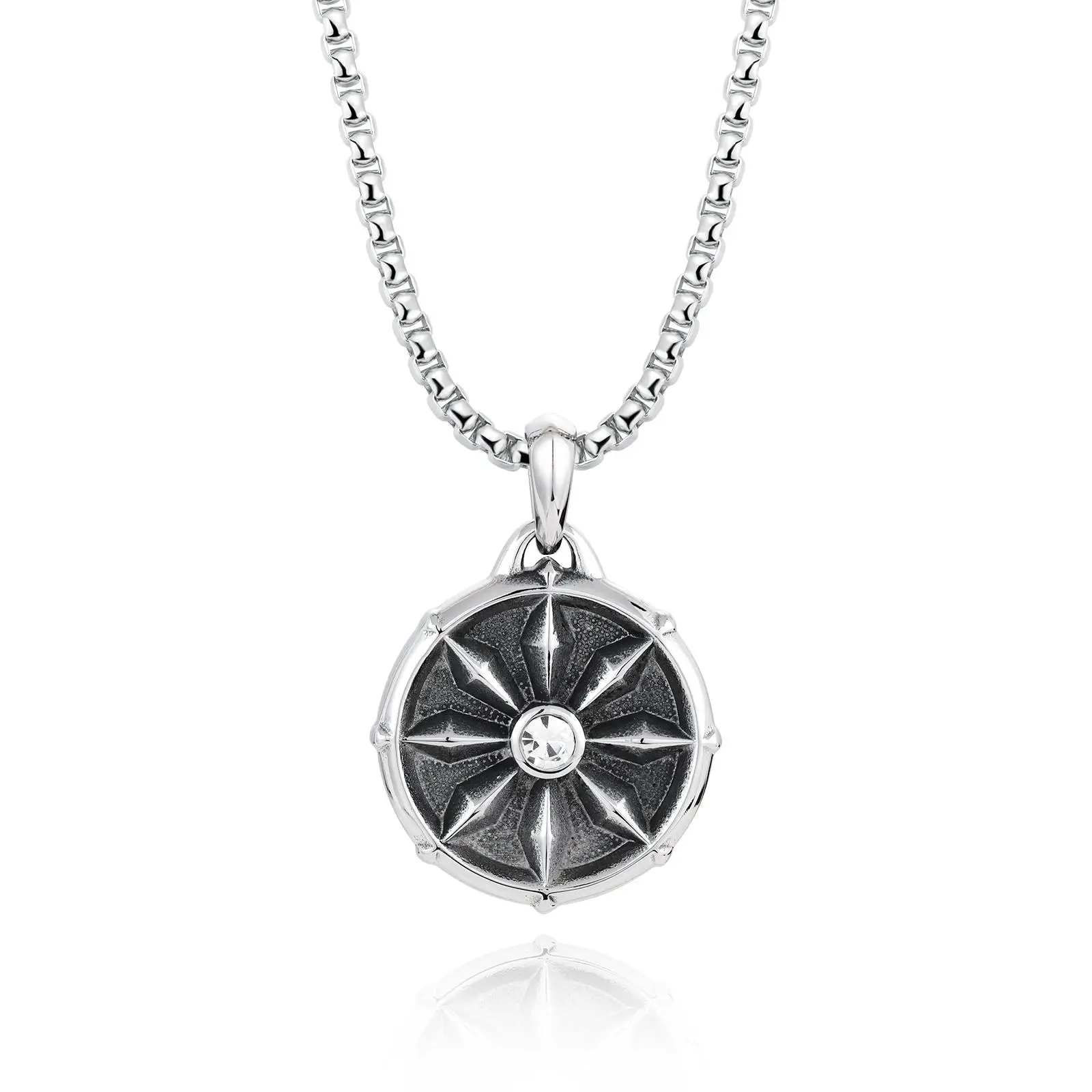 

Men Jewelry Vintage Stainless Steel Greek Ancient Coin Necklace, Picture shows