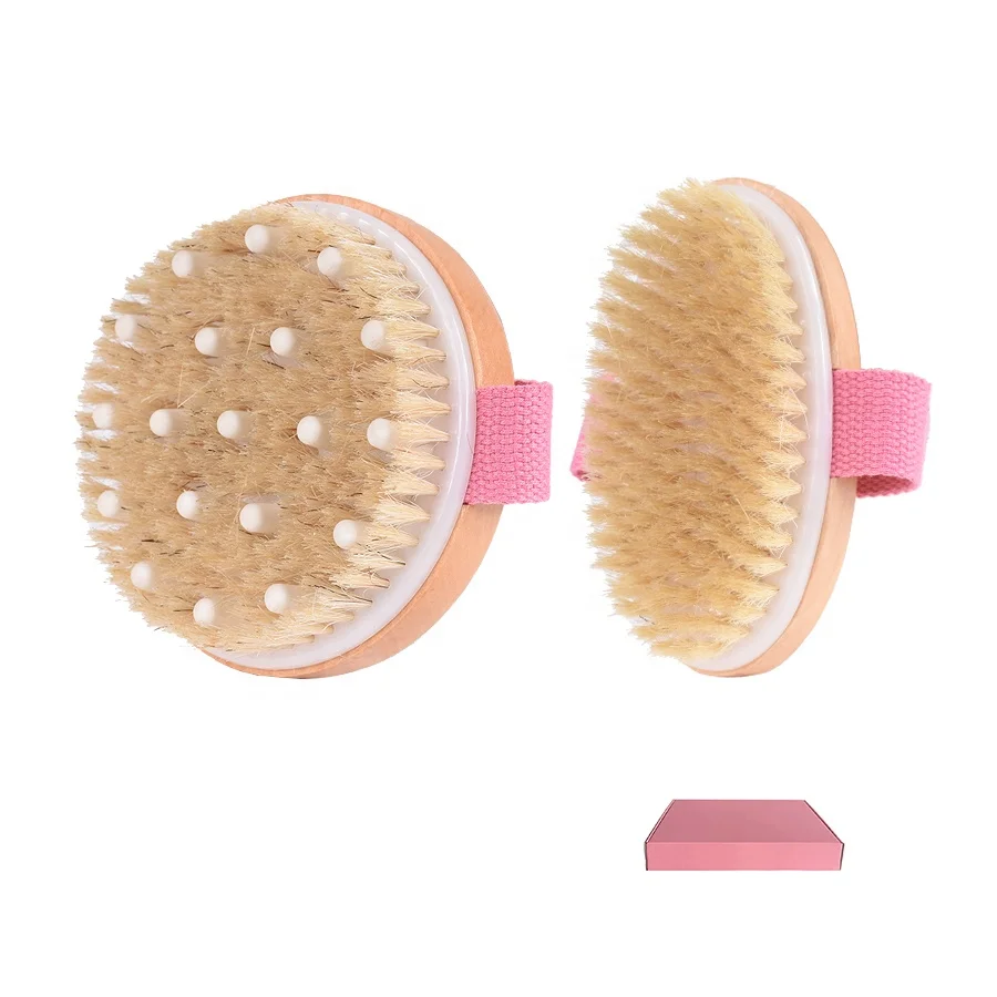 

Beauty shops wet dry body brush set 50 MOQ Custom logo Eco-friendly wood Round oval 2 in 1 Treesmile high quality Bath brushes