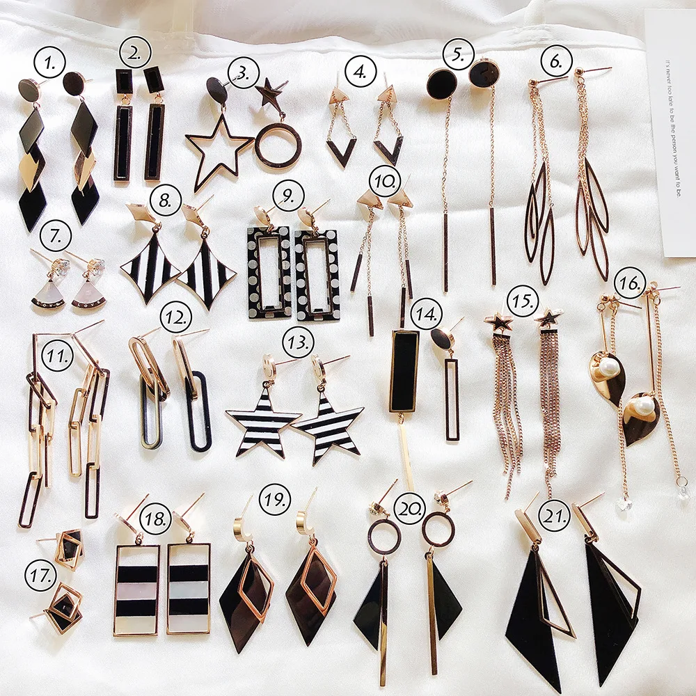 

Hot selling cheap fashion jewelry geometric earrings, White