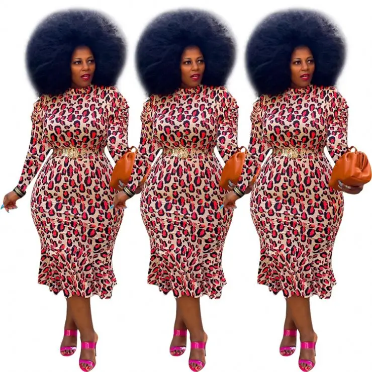 

Wholesale Fashion Casual Print Long Sleeve Large Size Maxi Long Lady Elegant Sexy Clothes Women Girls' Dress